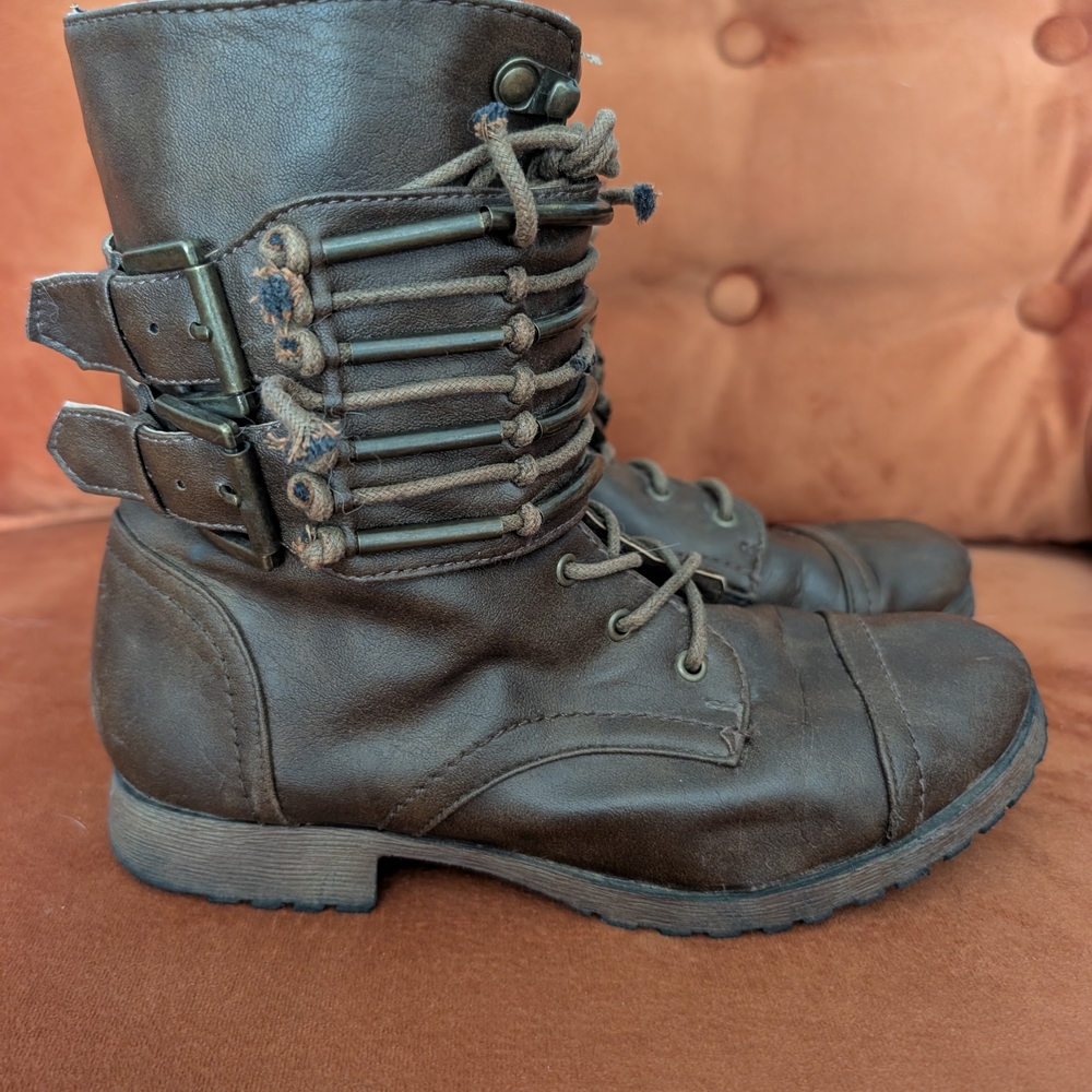 Brown Lace-Up Ankle Boots